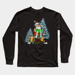 Christmas, Santa Claus with teddy bear Long Sleeve T-Shirt